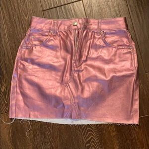 Metallic denim skirt